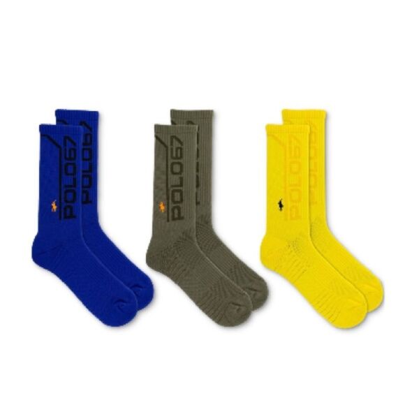 Polo Ralph Lauren Men's Performance Crew Socks - Yellow, Blue, Green, Size 10-13 - Picture 11 of 11